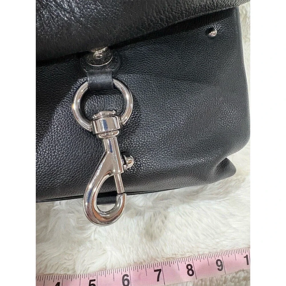 Rebecca Minkoff Womens Small Black Flap Bag Silver Hardware